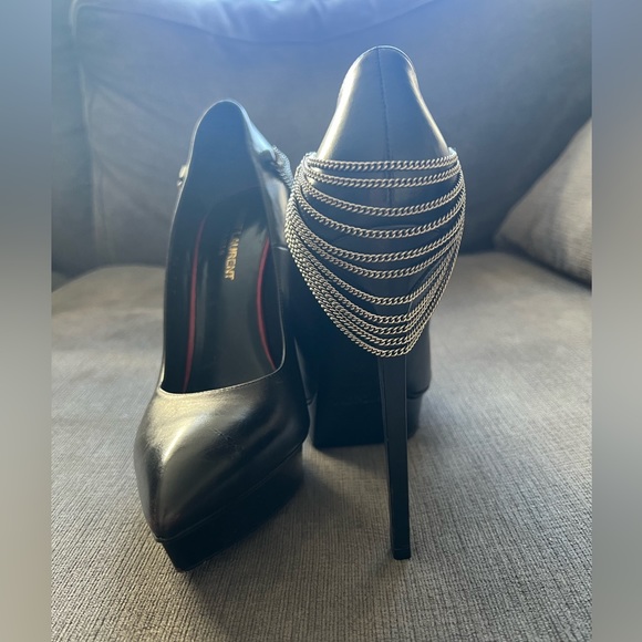 YSL Saint Laurent Black Platform Chain Heel Pumps - Picture 3 of 8